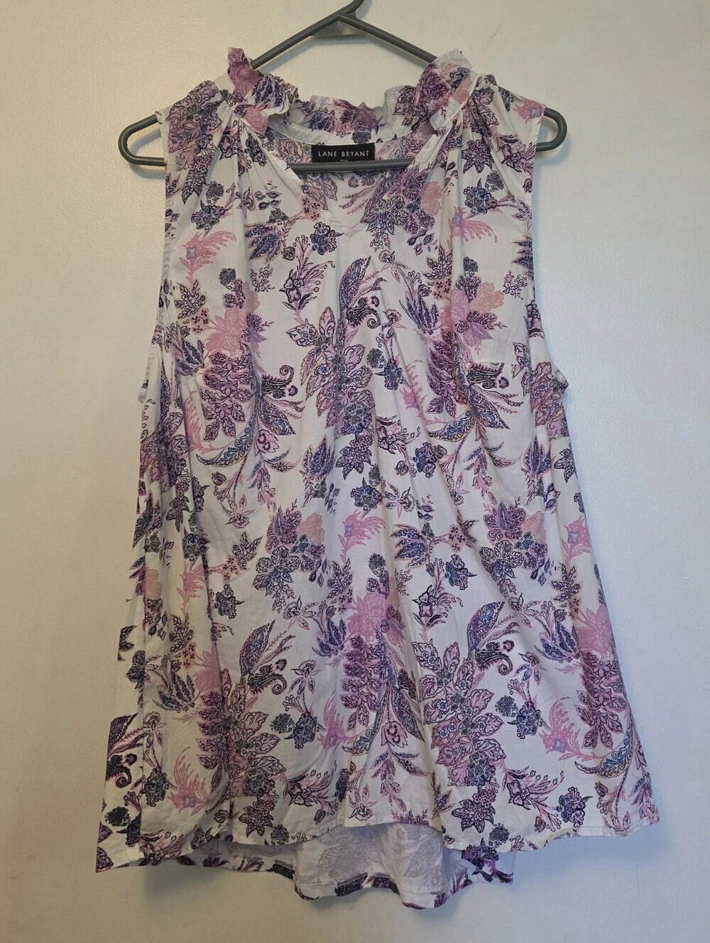 Lane Bryant Floral Paisley Top 14/16 Ruffle Neck Cottagecore Boho Plus Size - Picture 4 of 8